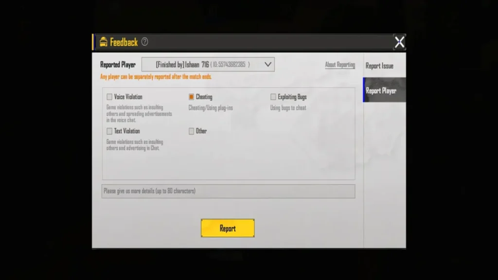 report player hacker