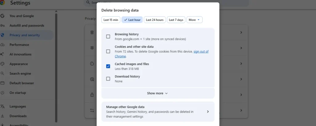 cached data