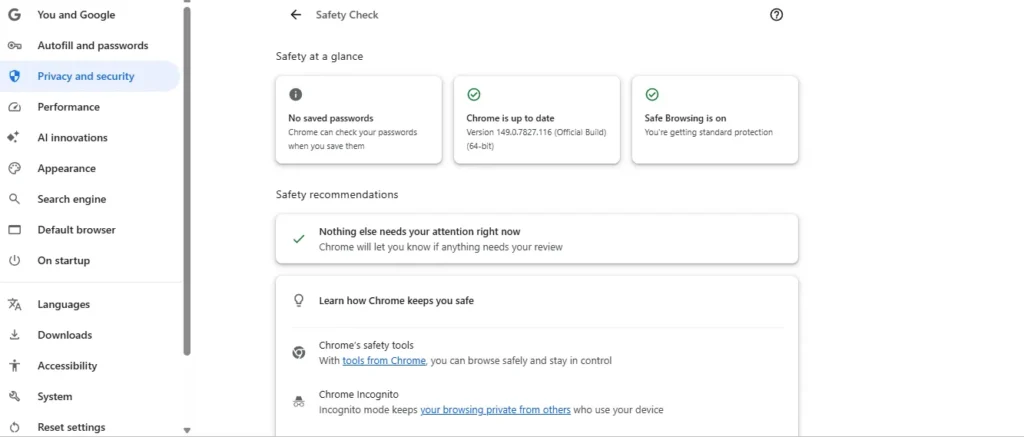safety check