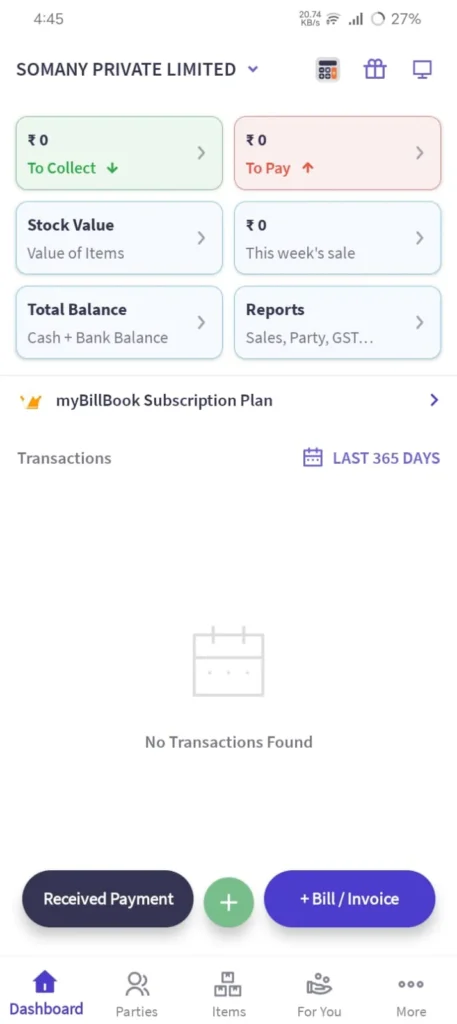 My billing